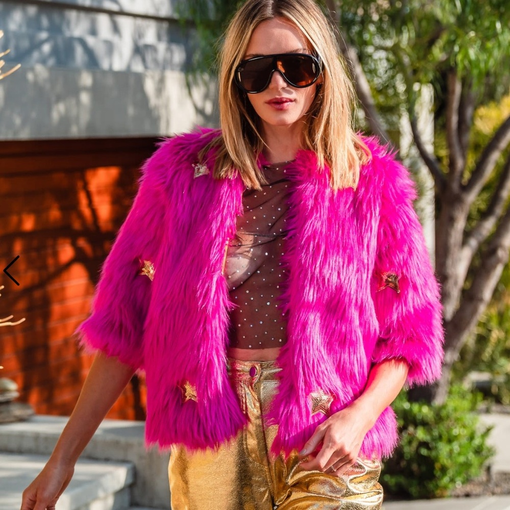 Vibrant Pink Faux Fur Jacket